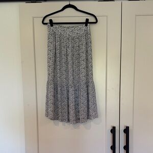 Madewell Blue and White Floral Midi Skirt